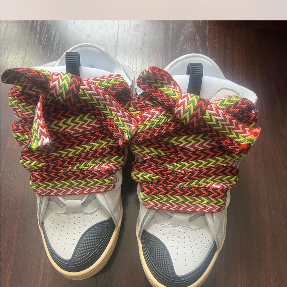 Lanvin White Leather Curb Sneakers